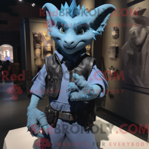 Blå Gargoyle maskot kostume...
