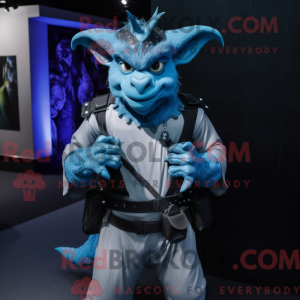 Blå Gargoyle maskot kostume...