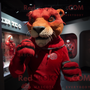 Red Smilodon mascot costume...