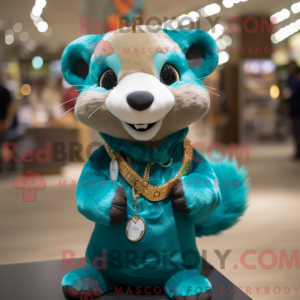 Cyan Marten maskot kostume...