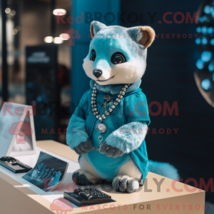 Cyan Marten maskot kostume...