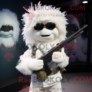 Wit Sniper-mascottekostuum...
