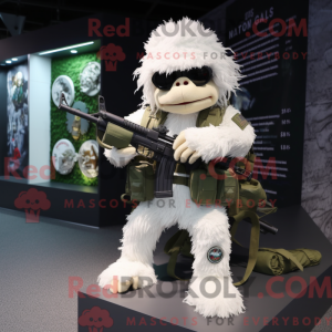 Wit Sniper-mascottekostuum...