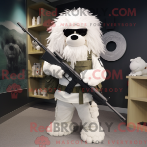 Wit Sniper-mascottekostuum...
