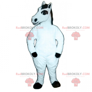 Hvid hest maskot med sort manke - Redbrokoly.com