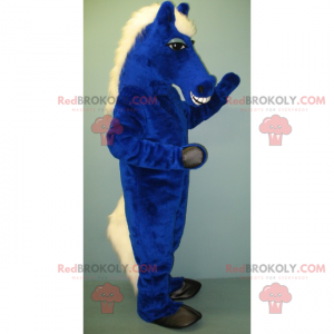Mascotte cavallo blu e criniera bianca - Redbrokoly.com
