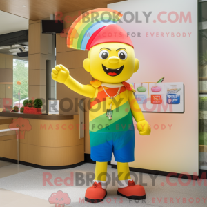 Gul regnbue maskot kostume...