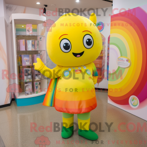 Gul regnbue maskot kostume...