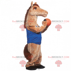 Mascota del caballo en traje de baloncesto - Redbrokoly.com