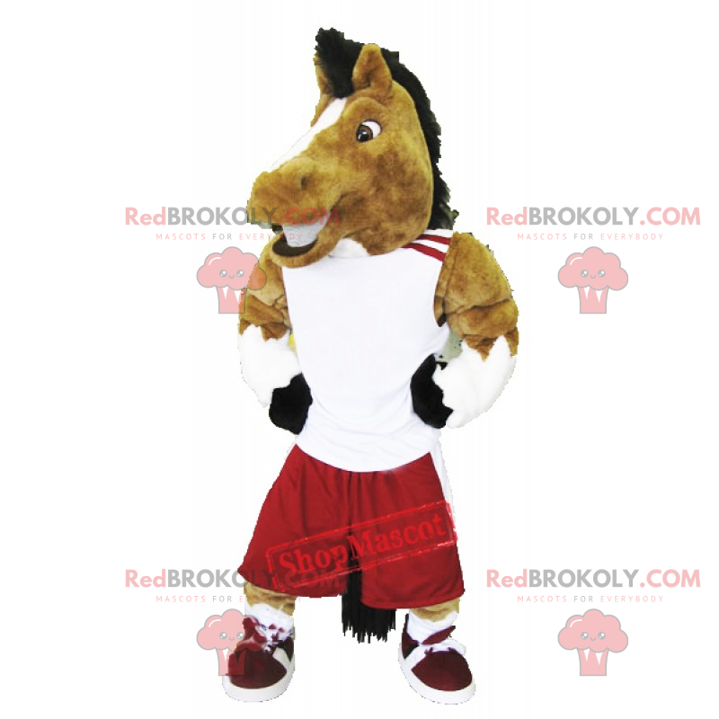 Pferdemaskottchen in Sportbekleidung - Redbrokoly.com