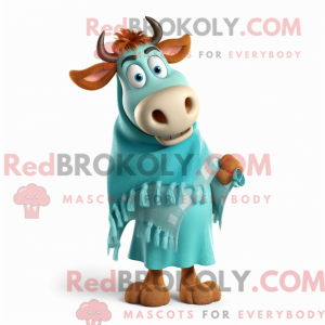 Cyan Guernsey Cow mascot...