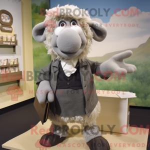Gray Suffolk Sheep mascot...