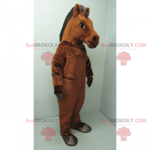 Hnědý a černý kůň maskot - Redbrokoly.com