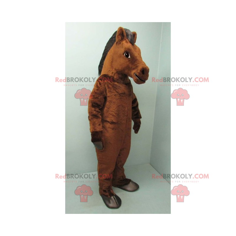Bruin en zwart paard mascotte - Redbrokoly.com