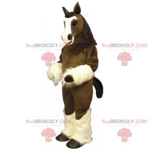 Bruin paard mascotte en witte benen - Redbrokoly.com