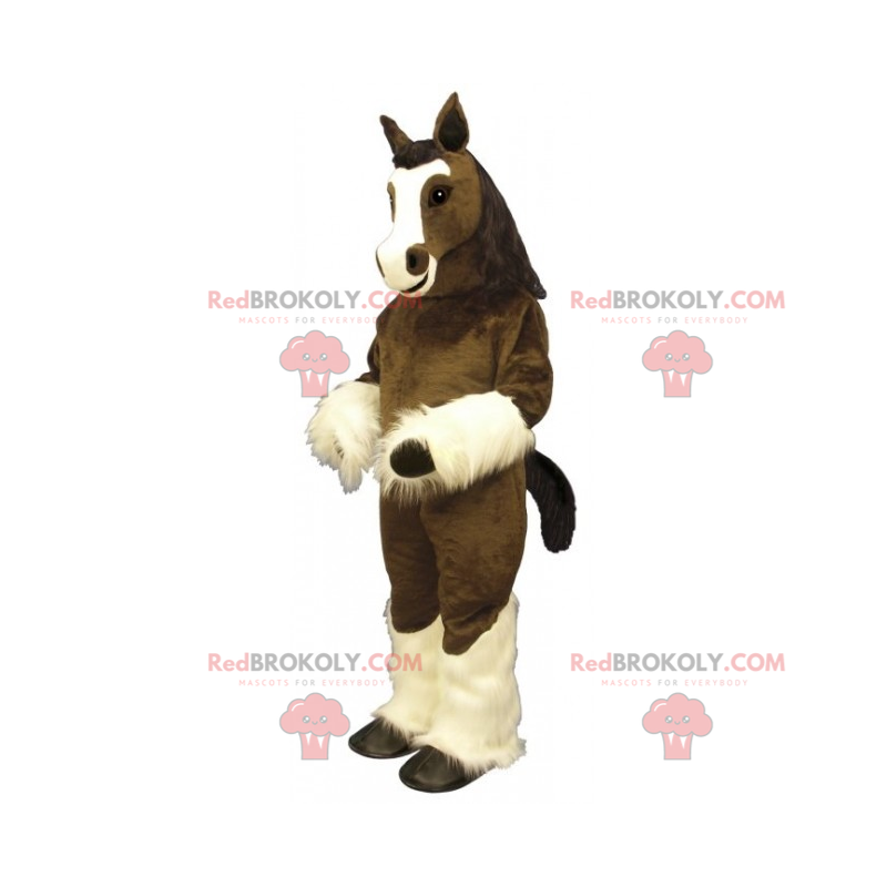 Braunes Pferdemaskottchen und weiße Beine - Redbrokoly.com