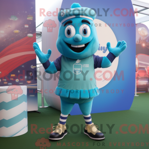 Cyan Stilt Walker maskot...