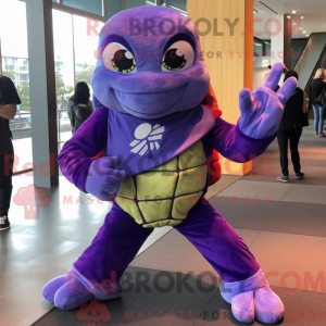 Lilla Turtle maskot kostume...