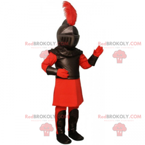 Mascotte de chevalier en armure rouge et noire - Redbrokoly.com