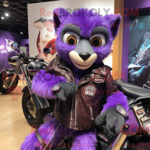 Purple Lemur mascot costume...