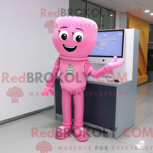 Rosa datamaskin maskot...