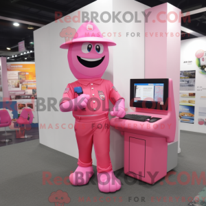 Rosa datormaskot kostym...