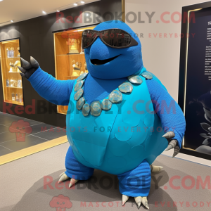 Blå Glyptodon maskot...