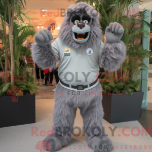 Grå Sasquatch maskot...
