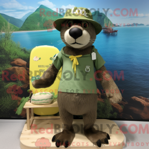Olive Otter maskot kostume...