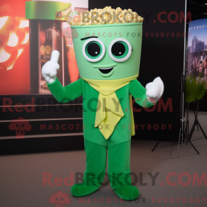 Grön Pop Corn maskot...