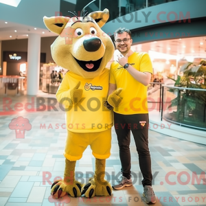 Gul villsvin maskot drakt...