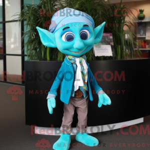 Turkis Elf maskot kostume...