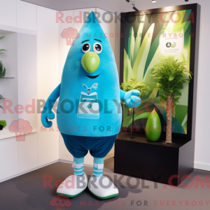Cyan Pære maskot kostume...