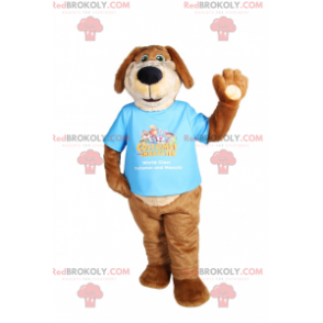 Dog mascot with long ears in a t-shirt - Redbrokoly.com