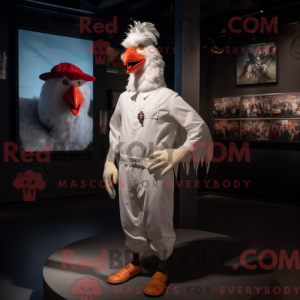 Hvit hane maskot kostyme...