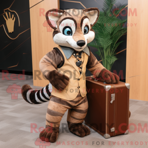Fantasia de mascote de civeta marrom com macacão e pastas - Mascotes civeta - REBROKO_248649 - RedBrokoly.com