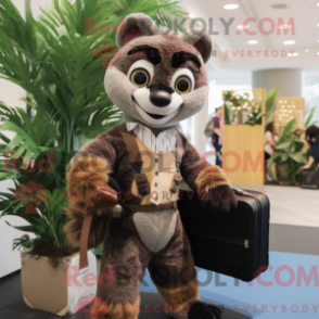 Fantasia de mascote de civeta marrom com macacão e pastas - Mascotes civeta - REBROKO_248651 - RedBrokoly.com