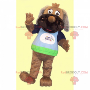 Dog mascot with long ears and t-shirt - Redbrokoly.com