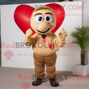 Tan Heart maskotdraktfigur...