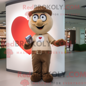 Tan Heart maskotdraktfigur...