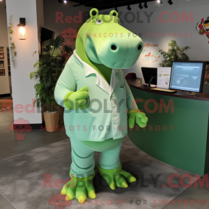 Grønn flodhest maskot drakt...