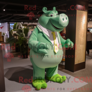 Grön flodhest maskot drakt...