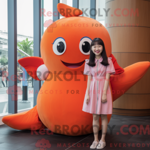 Orange Whale mascot costume...