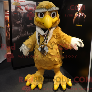 Gold Hawk maskot kostume...