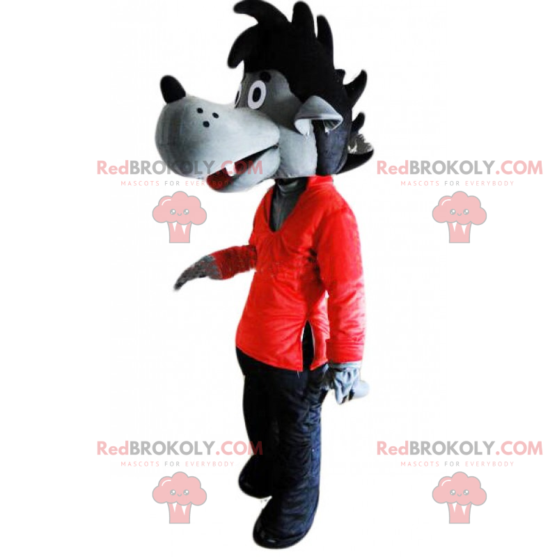 Mascotte de chien avec crête noir - Redbrokoly.com