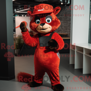 Rød Skunk-maskotdraktfigur...