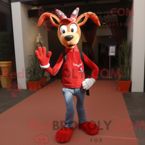 Rød Gazelle maskot kostume...