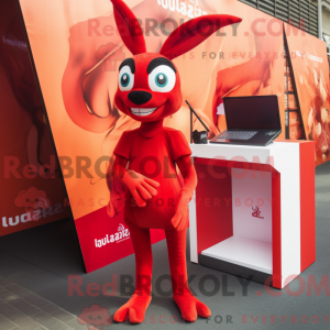 Röd Gazelle-maskotkostym...