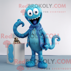 Blå Hydra maskotdraktfigur...