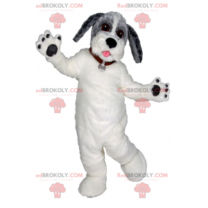 Hvit hundemaskot og grått hode - Redbrokoly.com